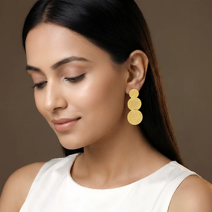 Golden Trinity Orbit Dangler Earrings - Image 3