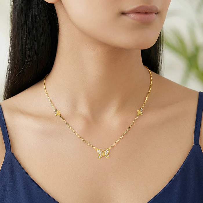 Golden Triple Flutter Necklace - Image 3