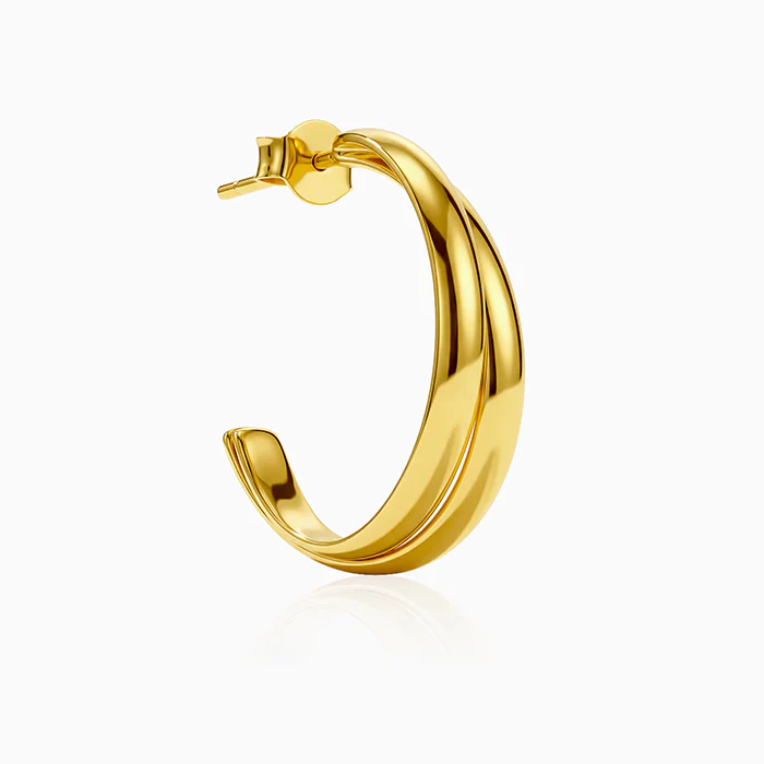 Golden Tubular Hoop Earrings - Image 4