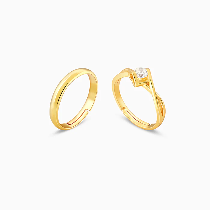 Golden Two As One Couple Rings - Image 4