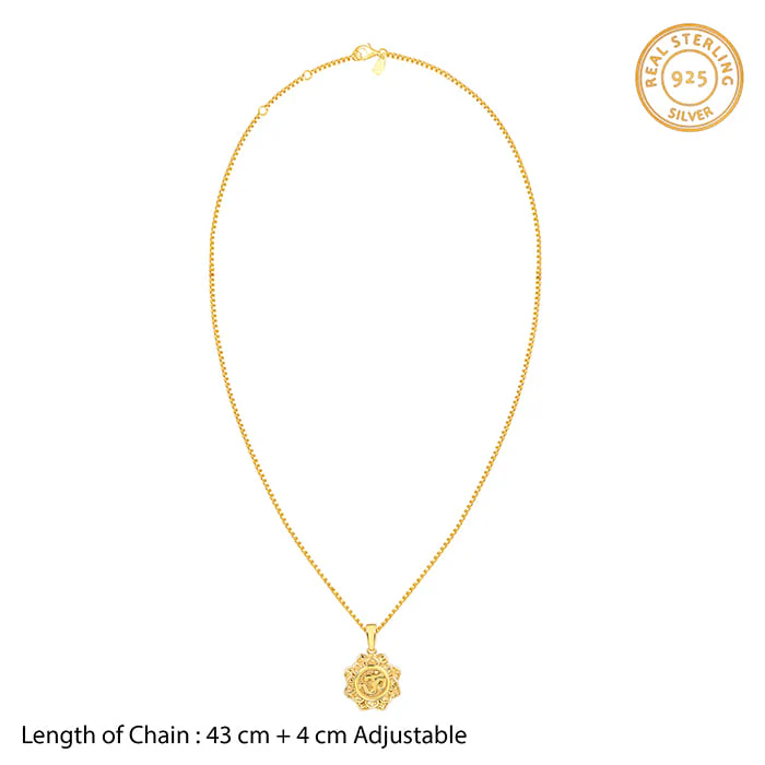 Golden Unique Om Pendant With Box Chain - Image 6