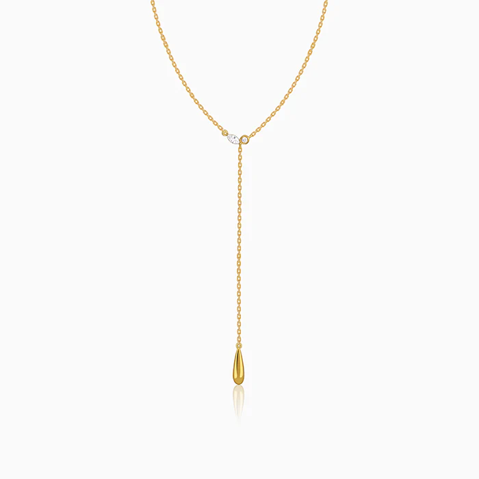 Golden Waterfall Lariat Necklace