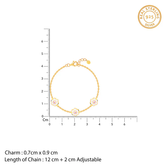 Golden White Flower Kids Bracelet (0 - 2 years) - Image 4
