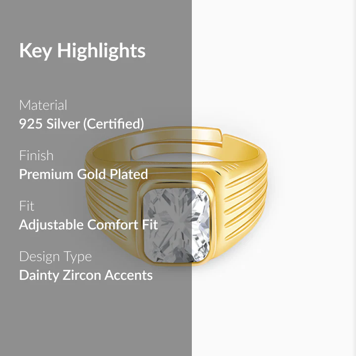 Golden Zircon Glory Ring For Him - Image 2