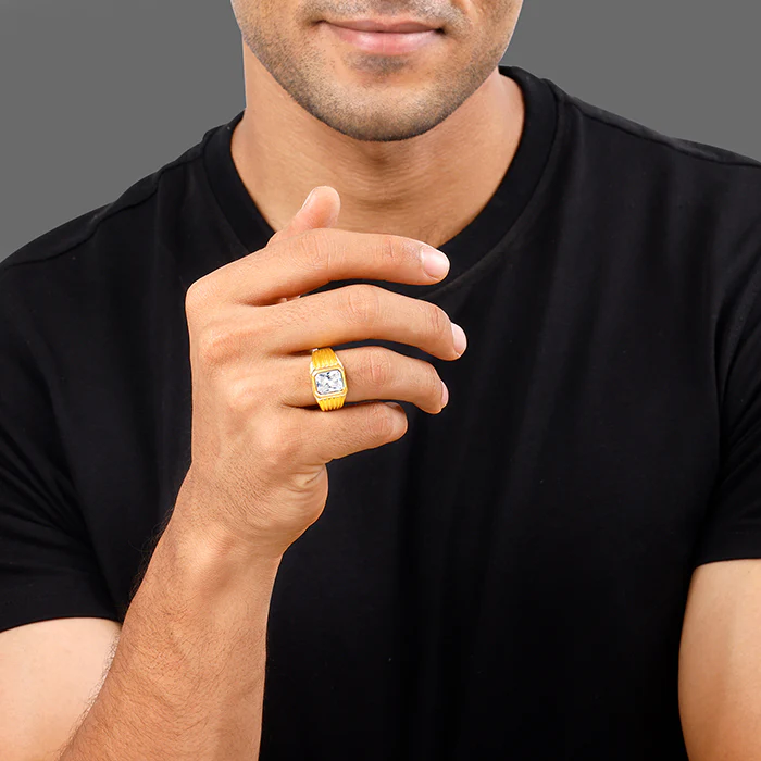 Golden Zircon Glory Ring For Him - Image 4