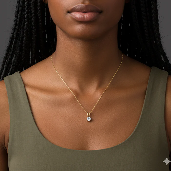Golden Zircon Pendant with Link Chain - Image 4