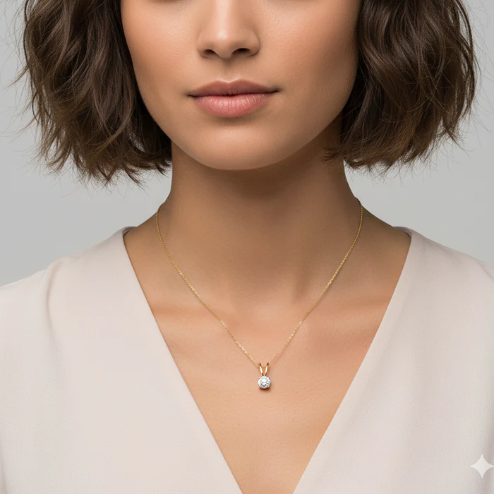 Golden Zircon Pendant with Link Chain - Image 6