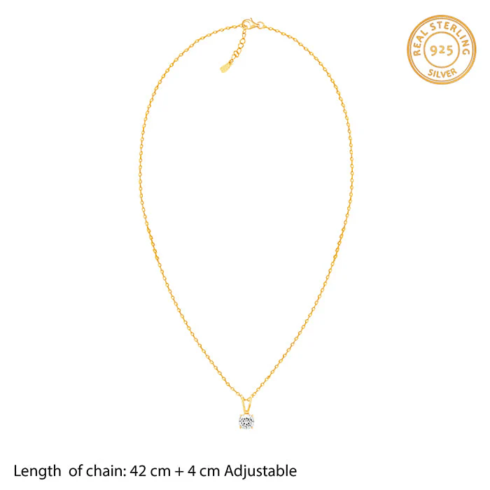 Golden Zircon Pendant with Link Chain - Image 9