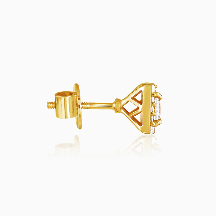 Golden Zircon Square Halo Earrings - Image 4