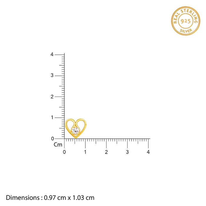 Golden Zircon Studded Heart Earrings - Image 5