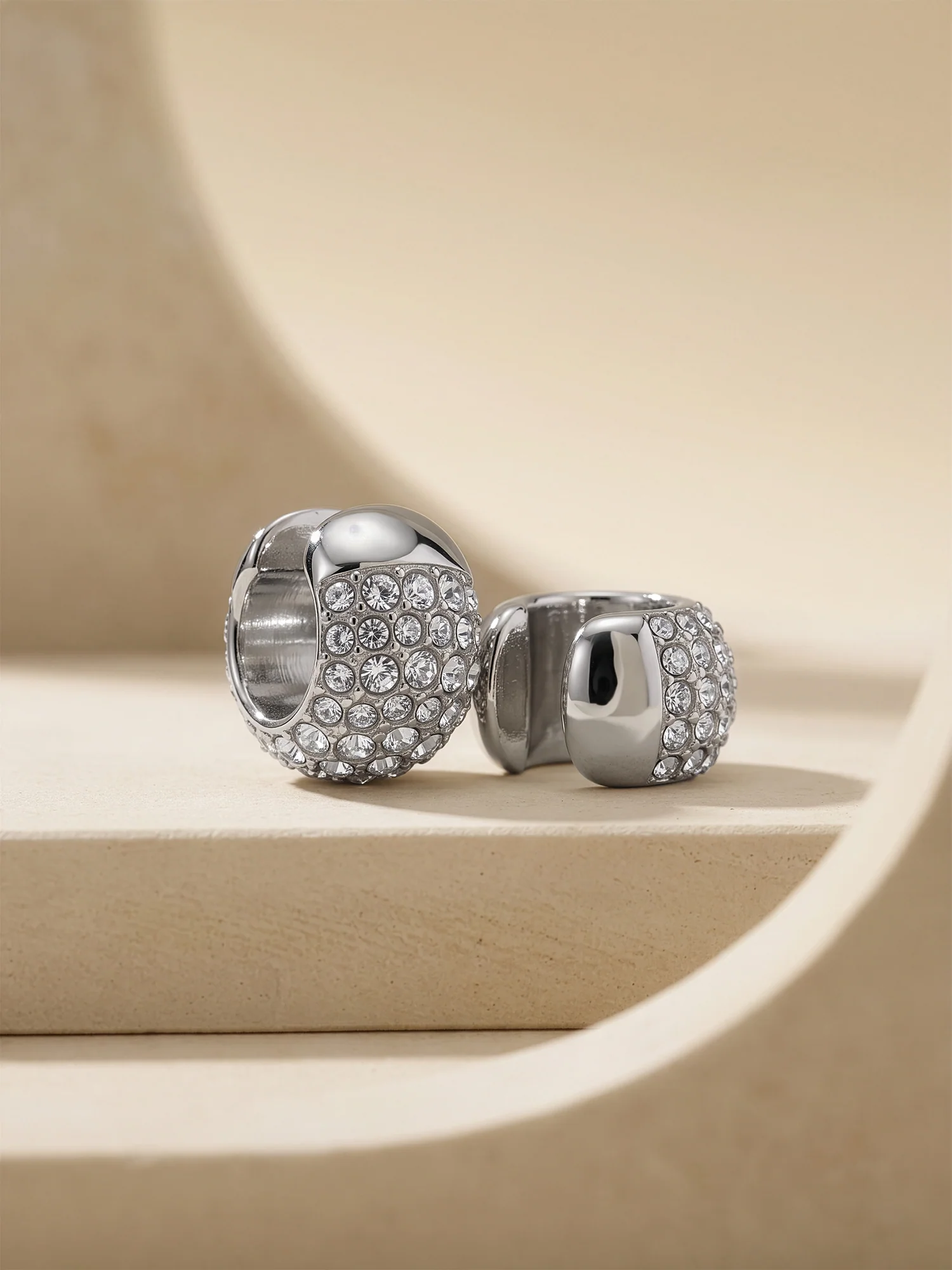 Grip Me Crystal Rhodium Plated Ear Cuffs - Image 2