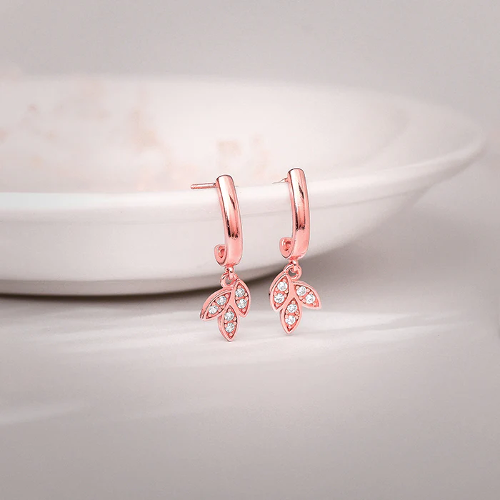Anushka Sharma Rose Gold Petal Trio Hoop Earrings - Image 2