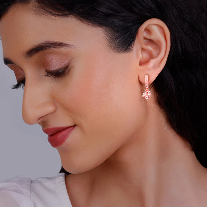 Anushka Sharma Rose Gold Petal Trio Hoop Earrings - Image 3