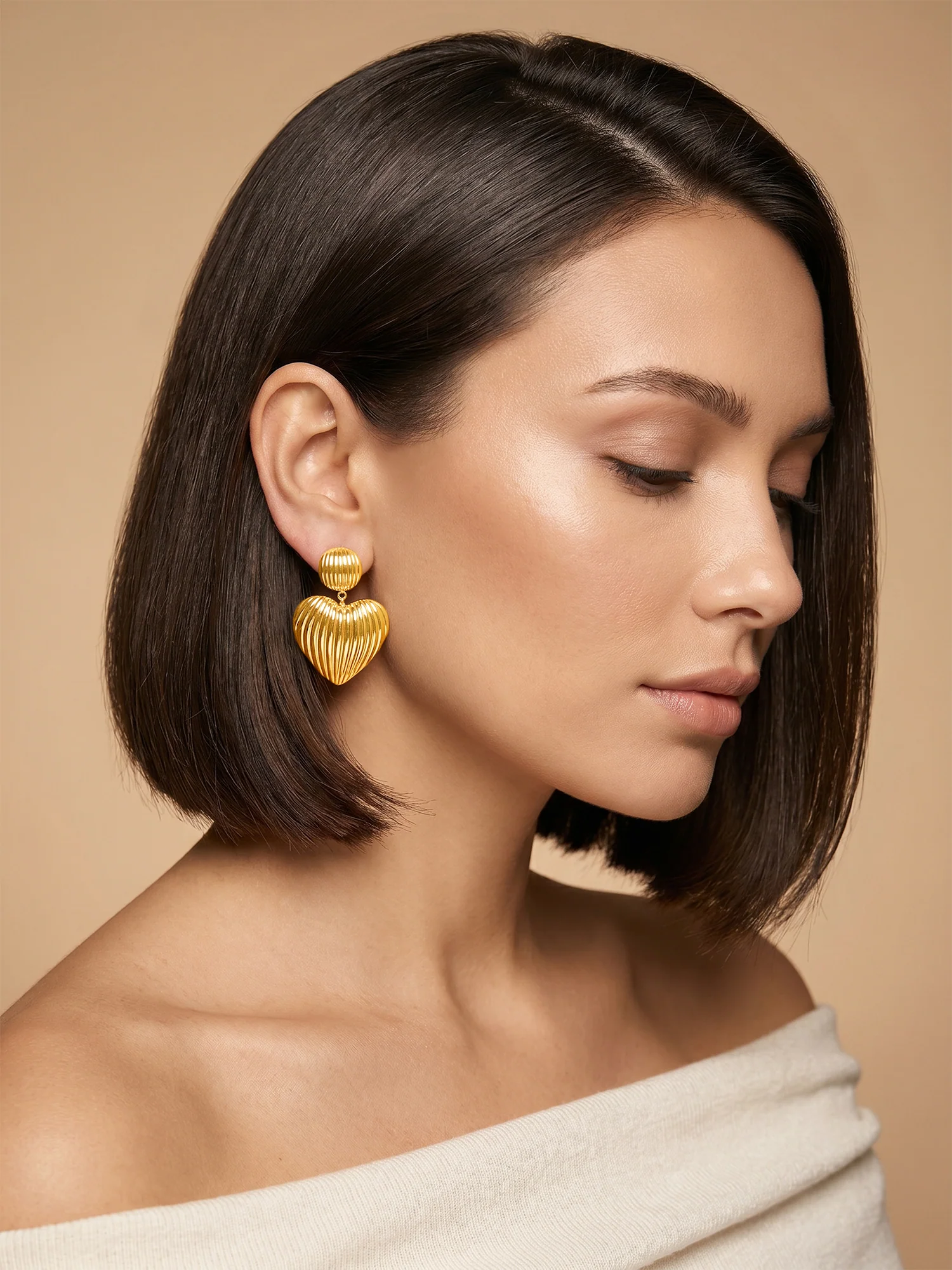 Heart Drop Energy Gold Plated Drops Earrings - Image 3