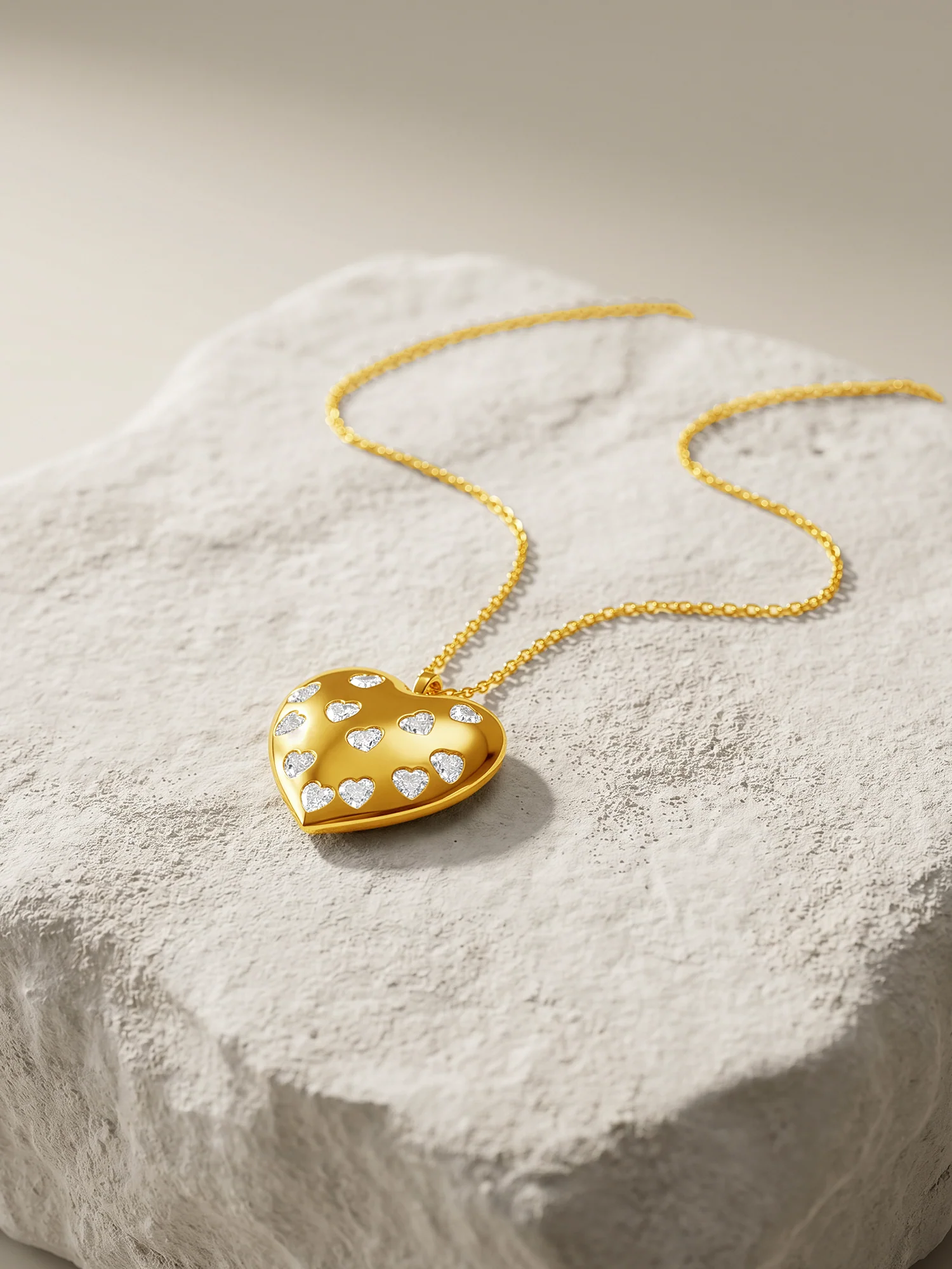 Heart Lock Gold Plated Pendant With Link Chain - Image 2