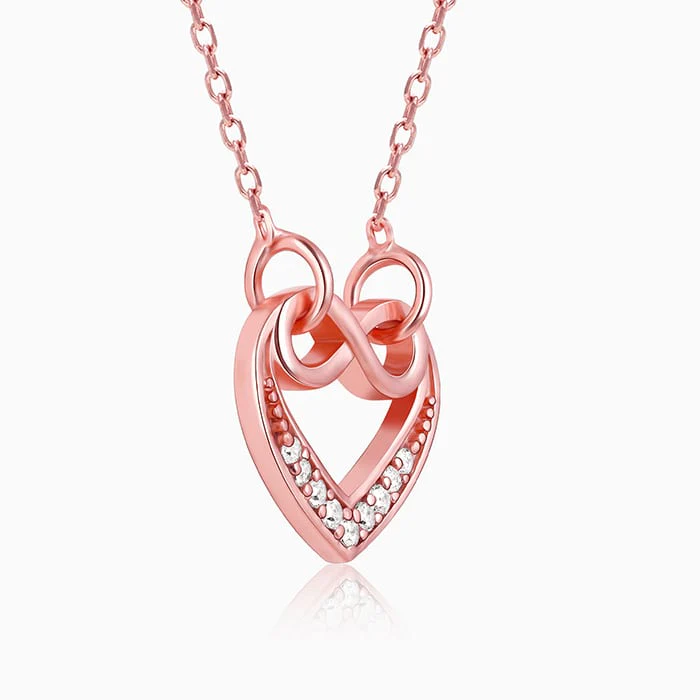 Rose Gold Infinite Love in Heart Necklace - Image 3