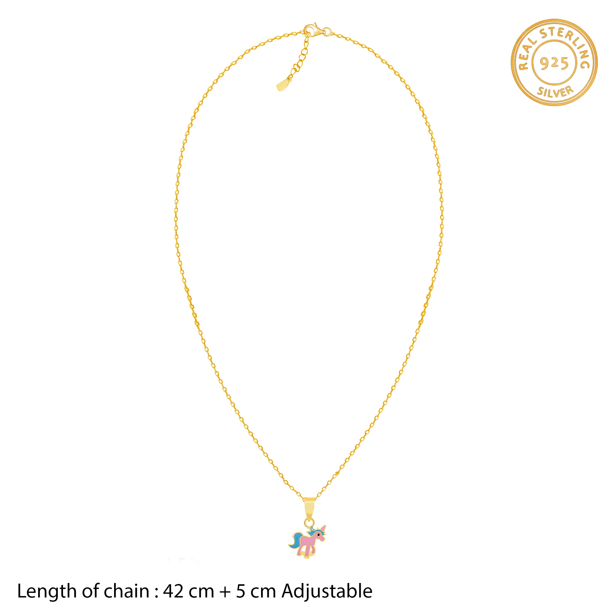 Golden Pie Unicorn Kids Pendant with Link Chain (7-10 yrs) - Image 7