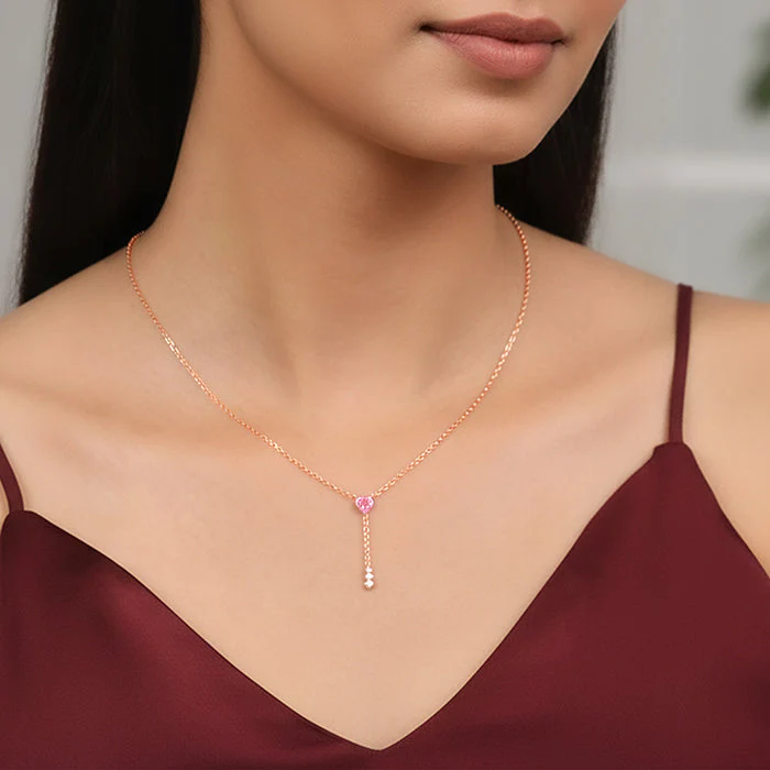 Rose Gold Adore You Lariat Necklace - Image 3