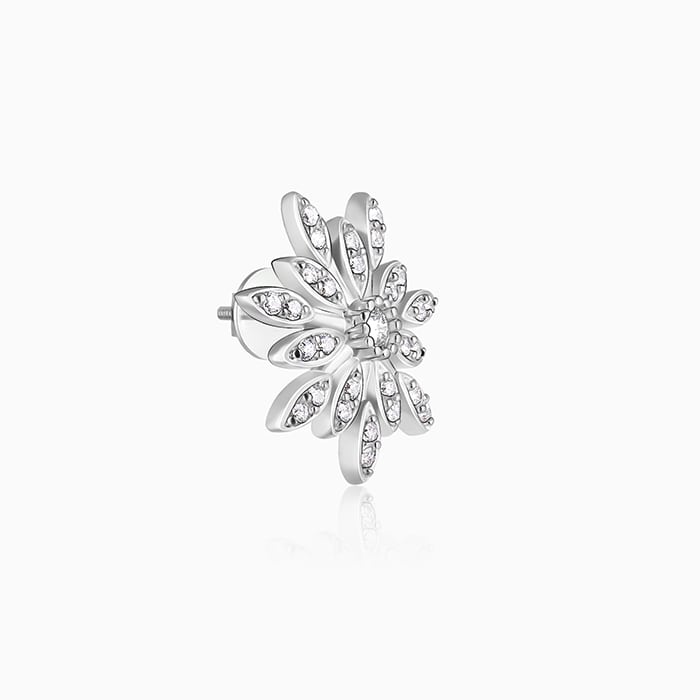 Silver Classic Flower Romance Earrings - Image 4