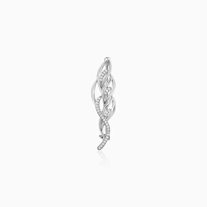 Silver Flaunting Leaf Brooch For Him