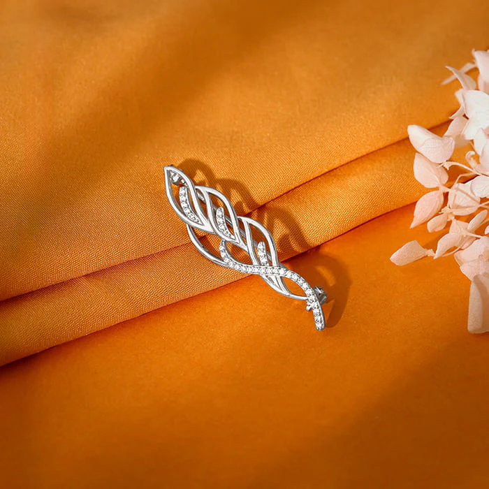 Silver Flaunting Leaf Brooch For Him - Image 2