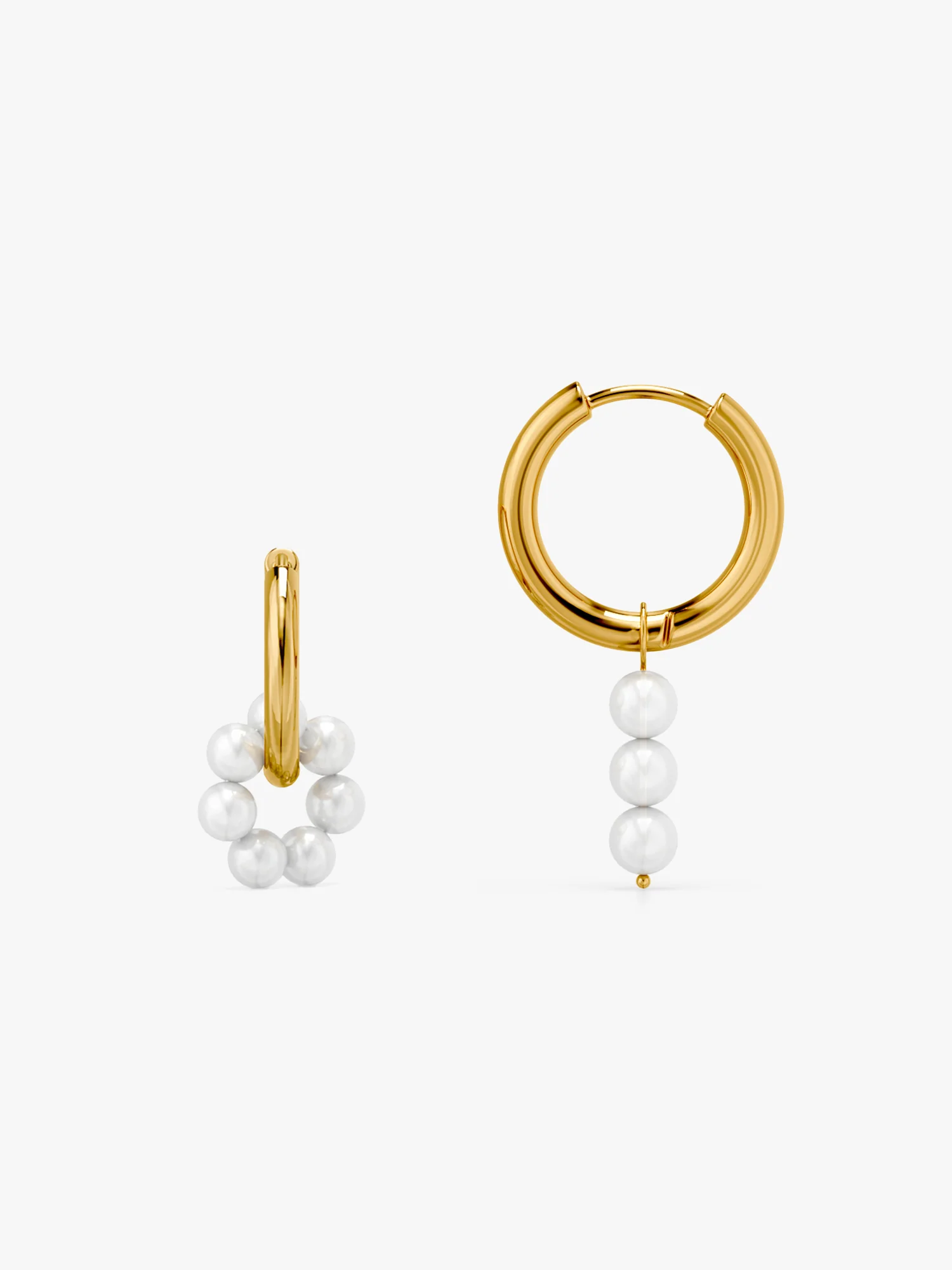 Loop Hoops Pearl Gold Plated Earrings - Image 6