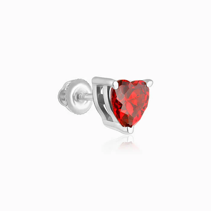 Silver Valentine Heart Stud Earrings - Image 5