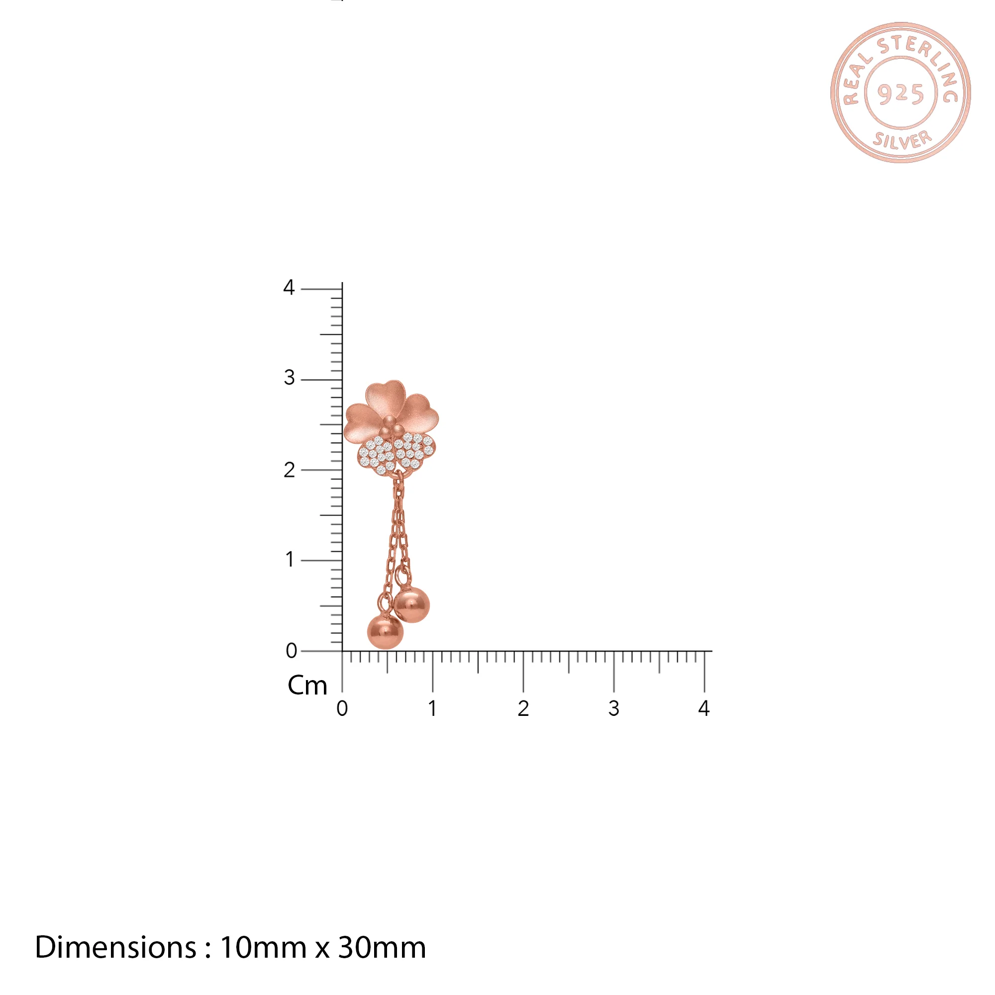 Rose Gold Clover Dangle Earrings - Image 4