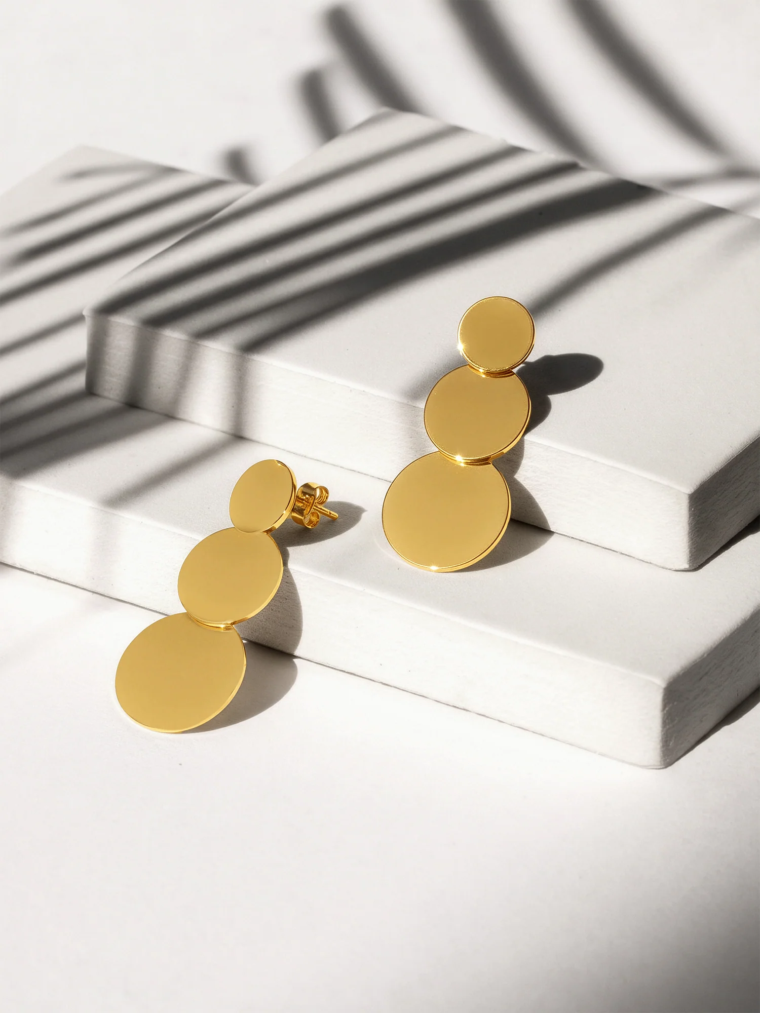 Melt Disc Gold Plated Earrings - Image 2