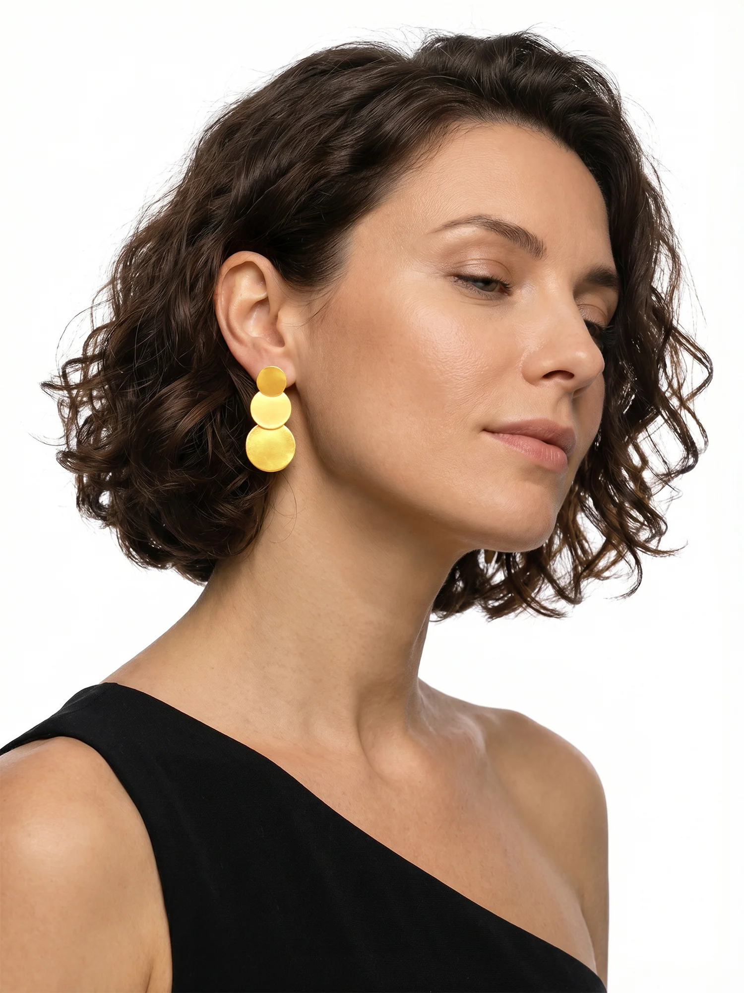 Melt Disc Gold Plated Earrings - Image 3