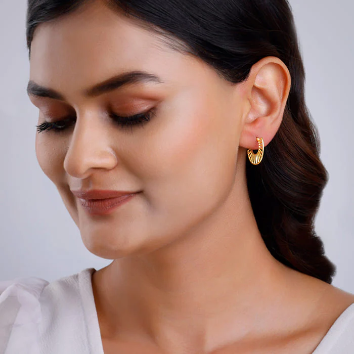 Golden Tracks Hoop Earrings - Image 3