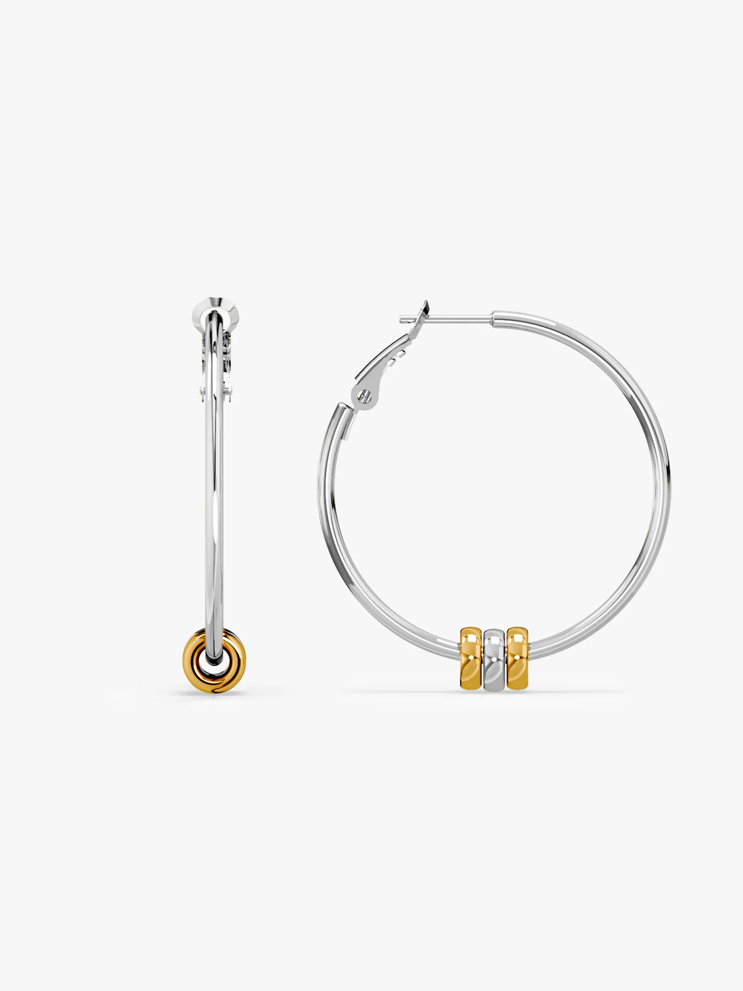 Mixed Loop Dual Tone Hoop Earrings - Image 5