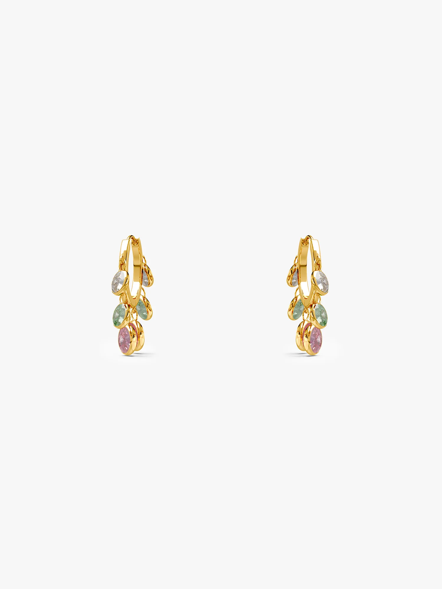 Multi Stone Drop Gold Plated Earrings - Image 5