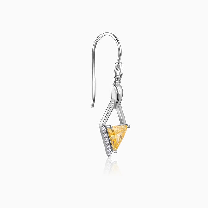 Silver Yellow Prism Earrings - Image 4