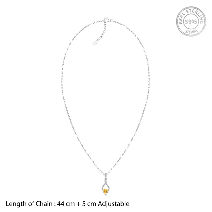 Silver Yellow Prism Pendant with Link Chain - Image 5