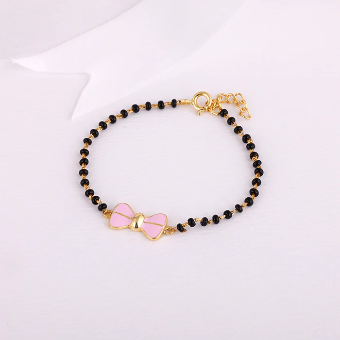 Golden Pink Bow Infant Bracelet (0-18 months) - Image 2