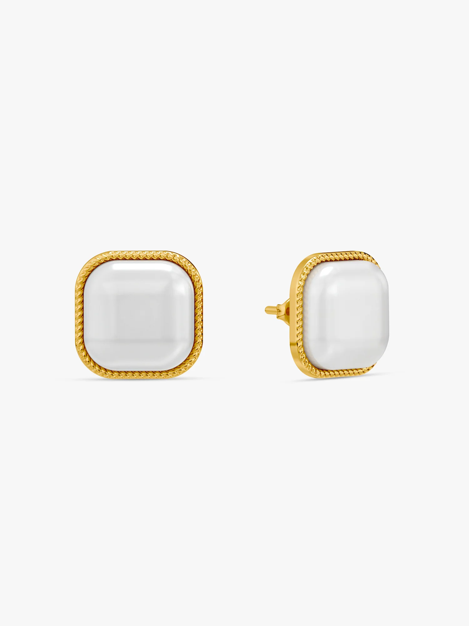 No Curve Pearl Gold Plated Earrings - Image 4