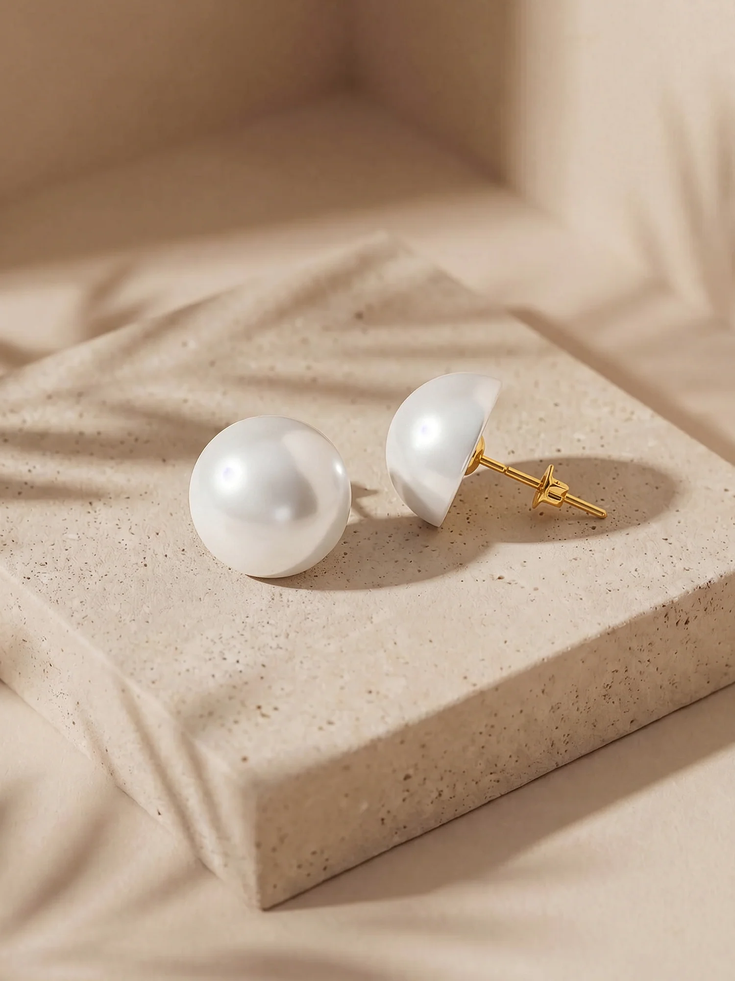 Not So Basic Pearl Gold Plated Studs - Image 2