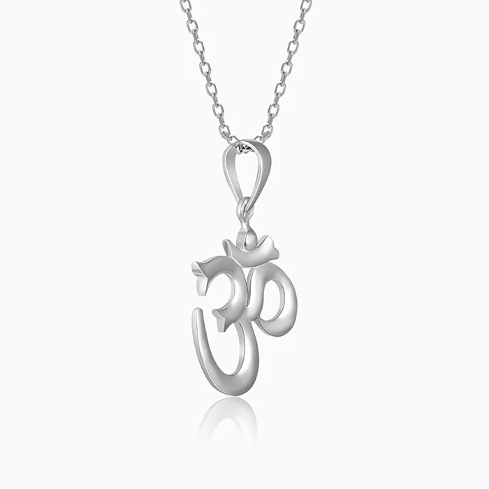 Silver Om Pendant with Link Chain - Image 4