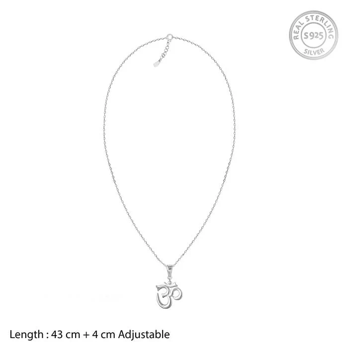 Silver Om Pendant with Link Chain - Image 6