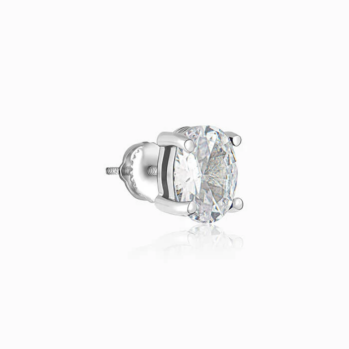Silver Zircon Classic Stud Earrings - Image 5