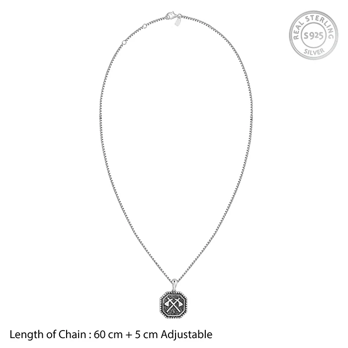 Oxidised Cyber Shard Pendant With Box Chain For Him - Image 6