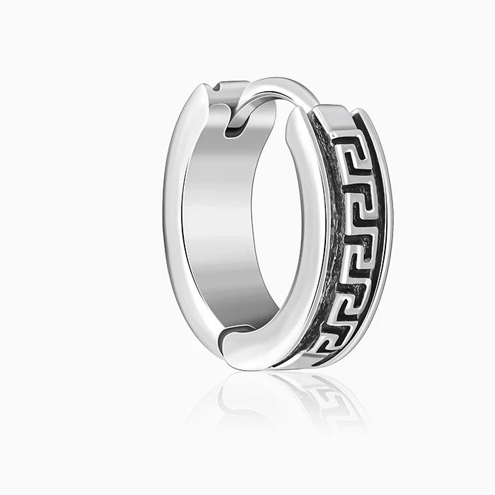 Oxidised Silver Modern Hoop Earrings For Him - Image 6