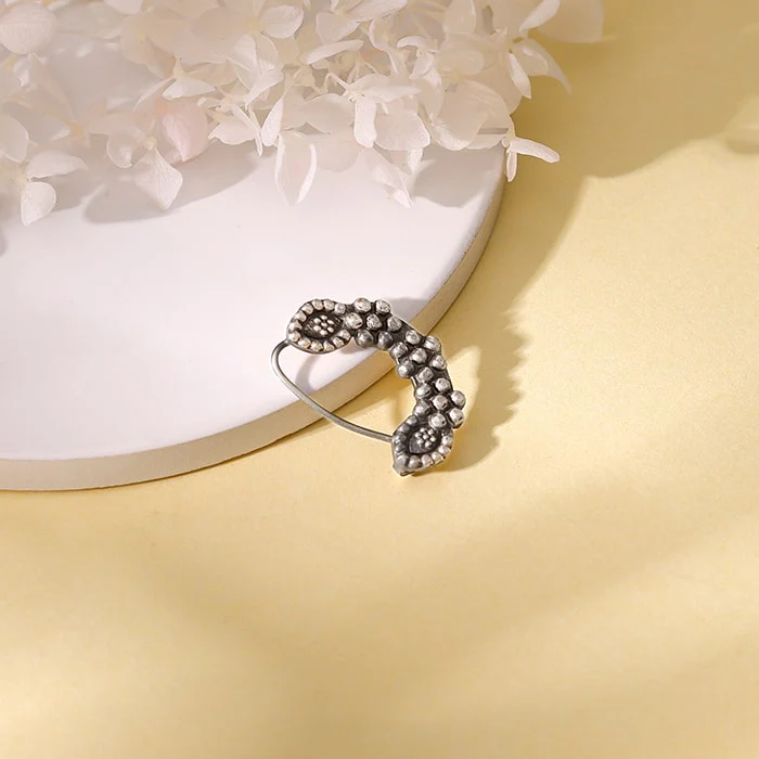 Oxidised Silver Beaded Nose Ring - Image 3