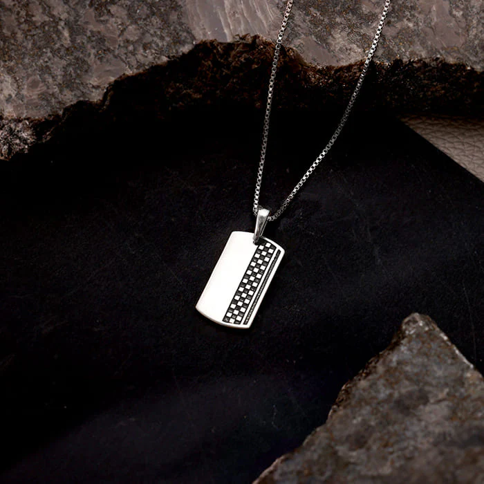 Oxidised Silver Admiring Pendant With Box chain - Image 2