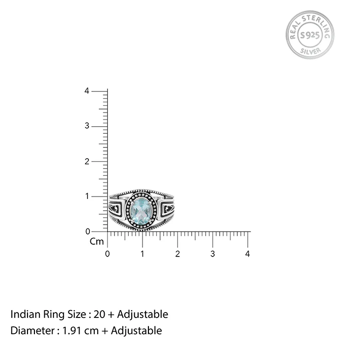 Oxidised Silver Aqua Shine Ring For Him - Image 5
