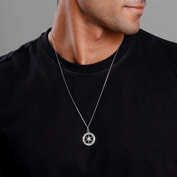 Oxidised Silver AstroHalo Pendant With Box Chain For Him - Image 3