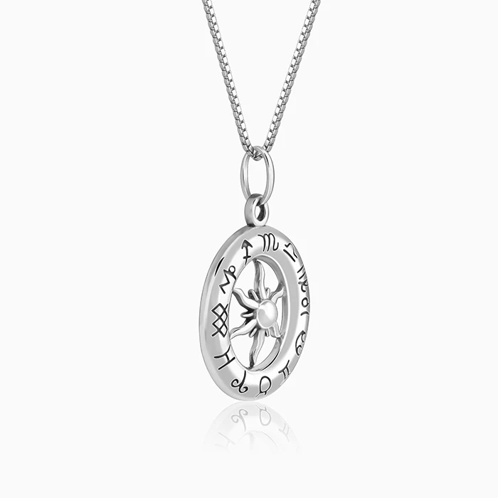 Oxidised Silver AstroHalo Pendant With Box Chain For Him - Image 4