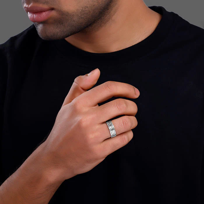 Oxidised Silver Classy Ring For Him - Image 3
