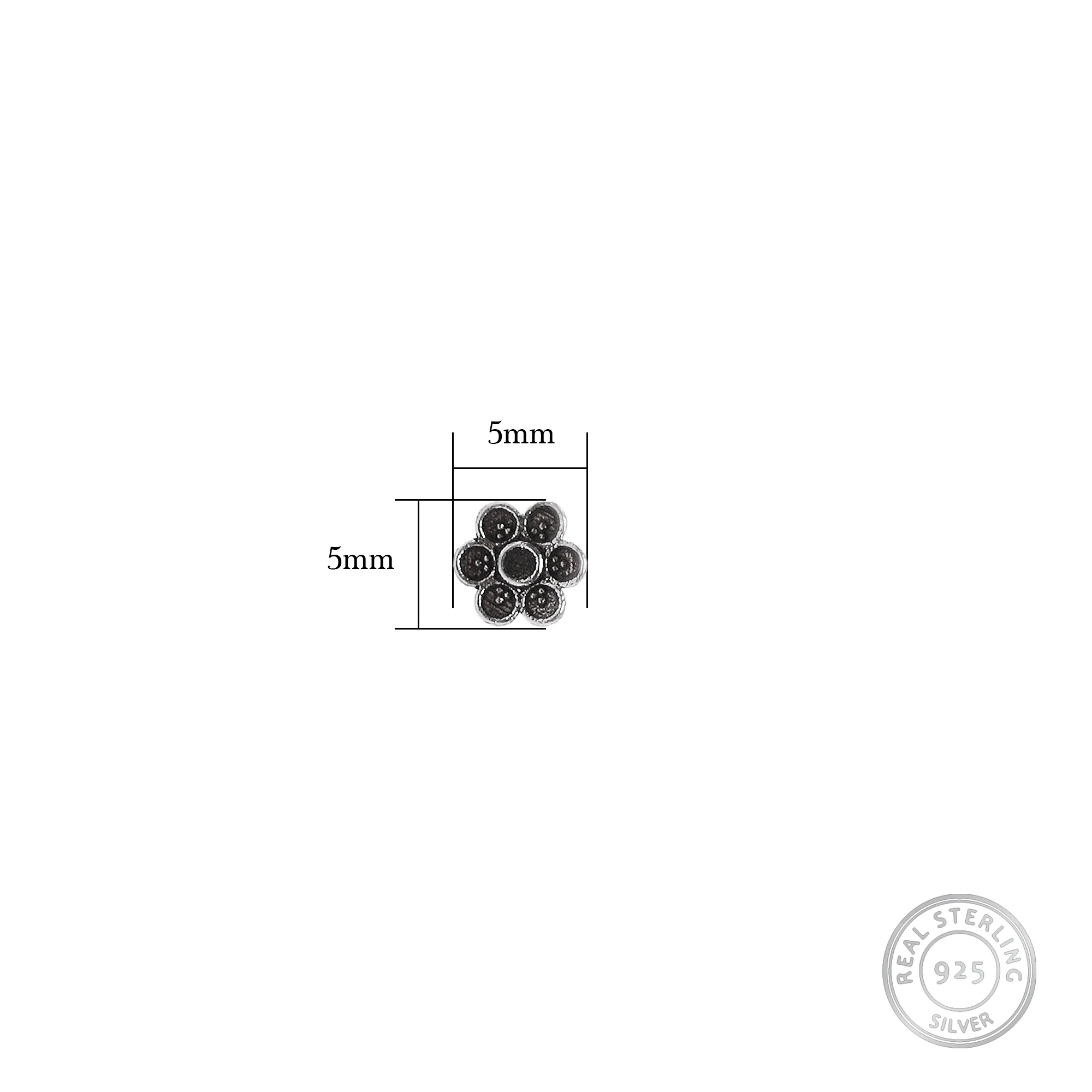 Oxidised Silver Floral Nose Pin - Image 4